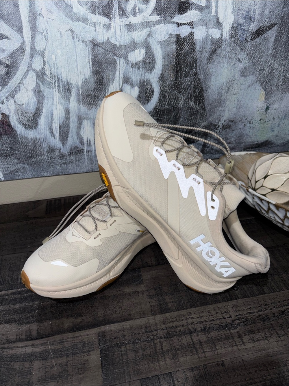 Hoka Transport quick-toggle lace system shoes w/ durable Vibram WOMENS 11D WIDE